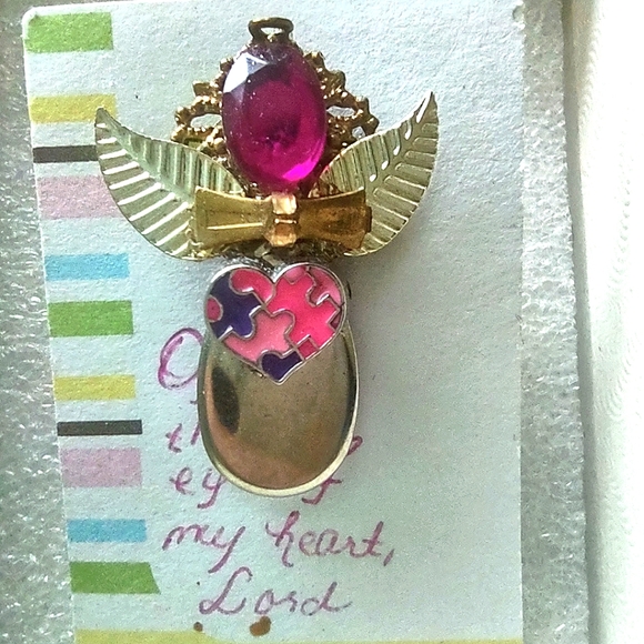 Lot of 2: Autism Puzzle Theme ❤️ Angel Tac Pins - Picture 12 of 15